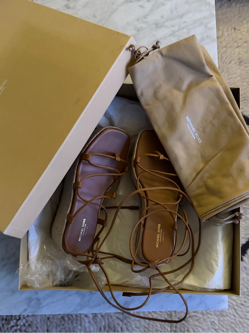 Michael Kors Mabel Leather Flatform Lace-up Sandal